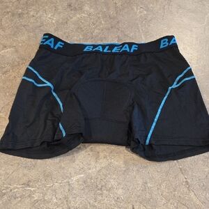 (J43) Baleaf 2XL Men's Black Boxer Briefs with Blue Trim